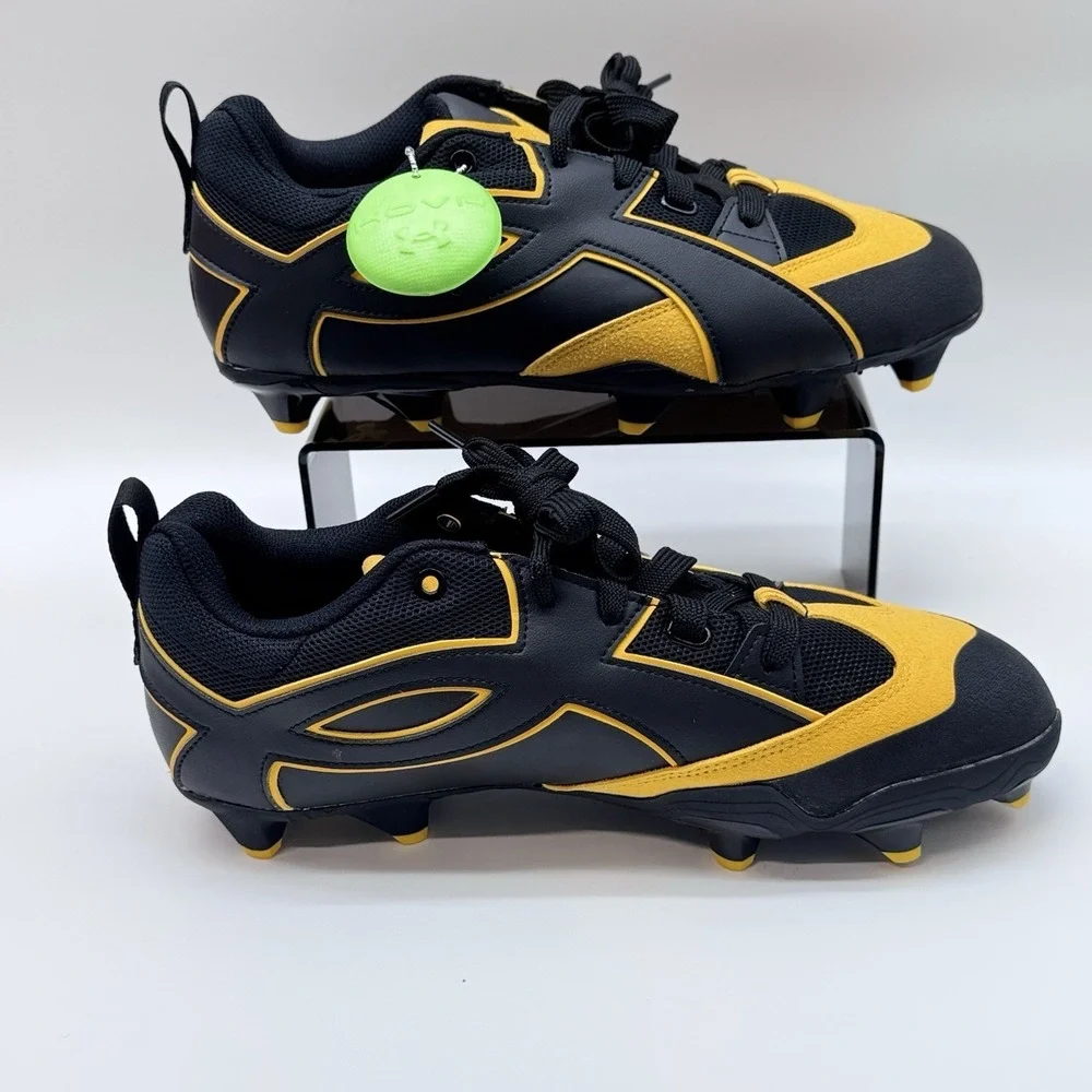 Size 8.5M- Under Armour Yard Icon Low TPU Black/Yellow Baseball Cleats Microtips